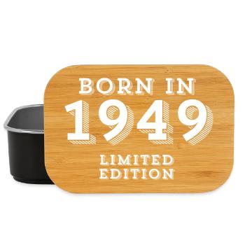 1949, year of birth, 75 years old - Lunch Box - black - Front