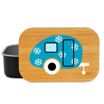 Caravan Camping Schnee Schneeflocken Winter Fan - Lunch Box - Schwarz - Vorne