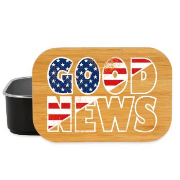 GOOD NEWS Stars and Stripes Bible Verse Gospel - Lunch Box - black - Front