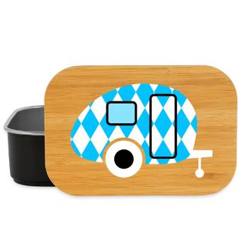 Caravan Wohnwagen Bayern Camping Oktober Retro Fan - Lunch Box - Schwarz - Vorne