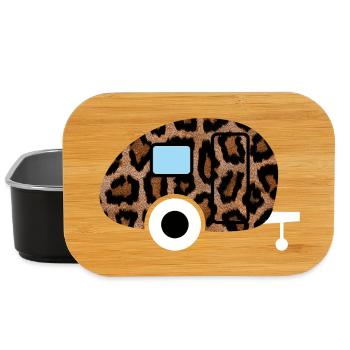 Caravan Wohnwagen Leopard Leolook Camping Retro - Lunch Box - Schwarz - Vorne