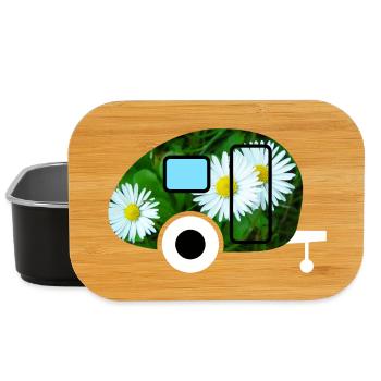 Caravan Gänseblume Wohnwagen Camping Retro Vintage - Lunch Box - Schwarz - Vorne