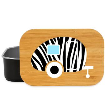 Caravan Zebra Safari Camping Zoo Wohnwagen sw - Lunch Box - Schwarz - Vorne