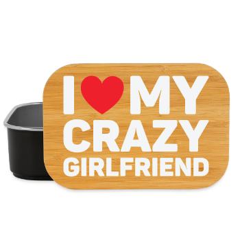 I Love My Crazy Girlfriend Cadeau Saint Valentin - Boîte à goûter - noir - Devant