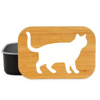 Weiße Katze Katzen Silhouetten Geschenk - Lunch Box - Schwarz - Vorne