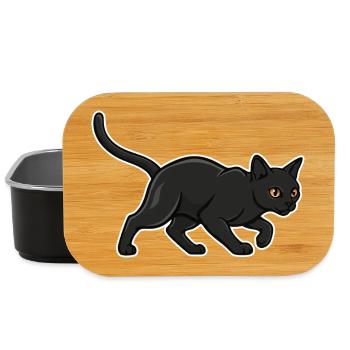 Black Cat Silhouette Panther Hunter Vintage - Lunch Box - black - Front