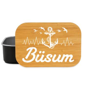 Nordsee Urlaub BÜSUM Wattenmeer Lustiges - Lunch Box - Schwarz - Vorne