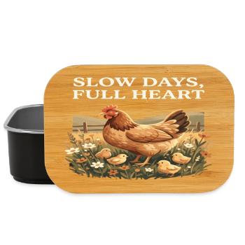 Slow Days, Full Heart Chickens Cottagecore Farm - Lunch Box - black - Front