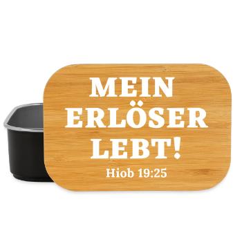 Mein Erlöser lebt Bibelvers Shirt - Lunch Box - Schwarz - Vorne