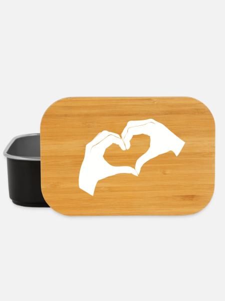 Herzhand-Design mit minimalistischem Look - Lunch Box - Schwarz