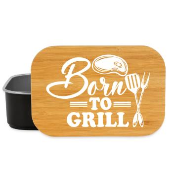 Né pour les grillades avec un couteau et une fourchette - Boîte à goûter - noir - Devant
