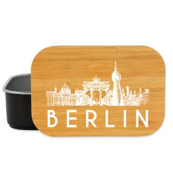 Berlin Skyline in weiß - Lunch Box - Schwarz - Vorne
