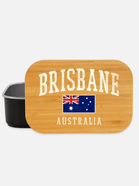 Brisbane, Australie, Vintage Flag Design - Boîte à goûter - noir
