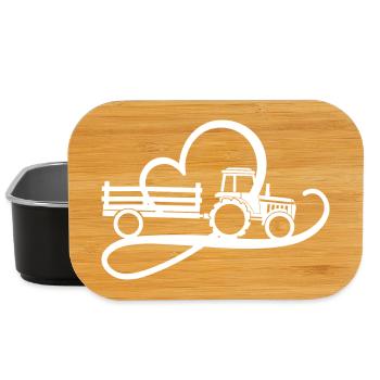 Tracteur avec cœur de la femme de l’agriculteur battement de cœur de la femme de l’agriculteur - Boîte à goûter - noir - Devant