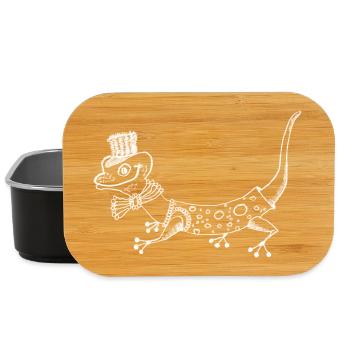 Gecko Deluxe mit Hut und Fliege - Lunch Box - Schwarz - Vorne