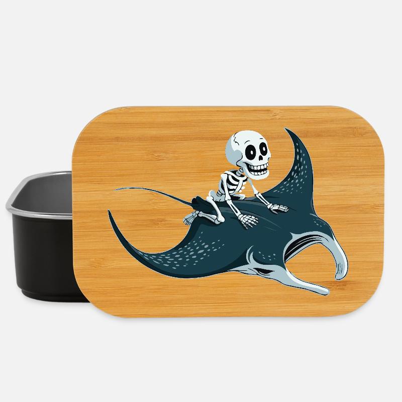 Skeleton on manta ray - Lunch Box - black