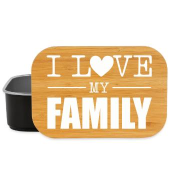 J’aime mon cœur de famille Typo Design - Boîte à goûter - noir - Devant