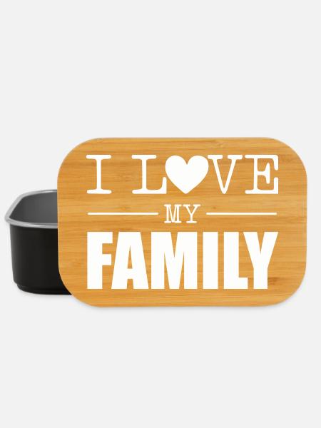 I Love My Family Herz Typo Design - Lunch Box - Schwarz