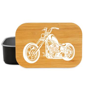 Chopper Motorrad Design in weiss - Lunch Box - Schwarz - Vorne