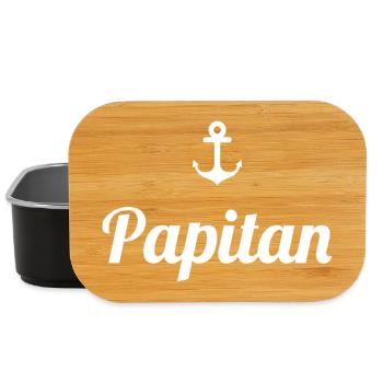Papitän Lustiges Wortspiel Kapitän Papa Anker - Lunch Box - Schwarz - Vorne