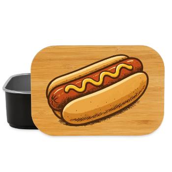 Hotdog Cartoon Illustration - Lunch Box - Schwarz - Vorne