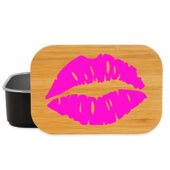 Kissing Mouth Neon Pink Graphic - Lunch Box - black - Front