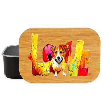 Love Jack Russell Dog Motif Heart - Lunch Box - black - Front
