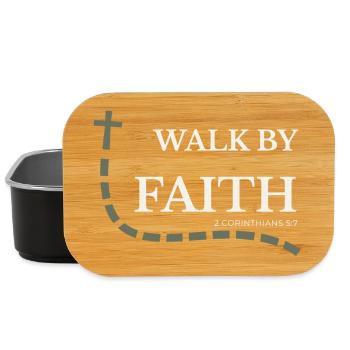 Walk by Faith | 2 Corinthians 5:7 - Lunch Box - black - Front