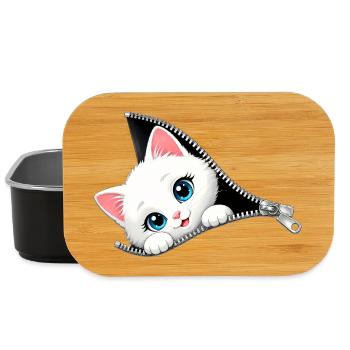 Cute Kitten Zipper Cat - Lunch Box - black - Front