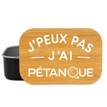 Pétanque Humour Cadeau Passionné de Boules - Boîte à goûter - noir - Devant