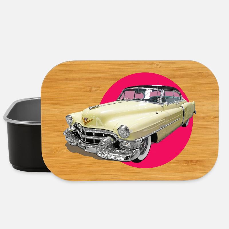 youngtimer car love cadi chevy retro car oldtime - Lunch Box - black