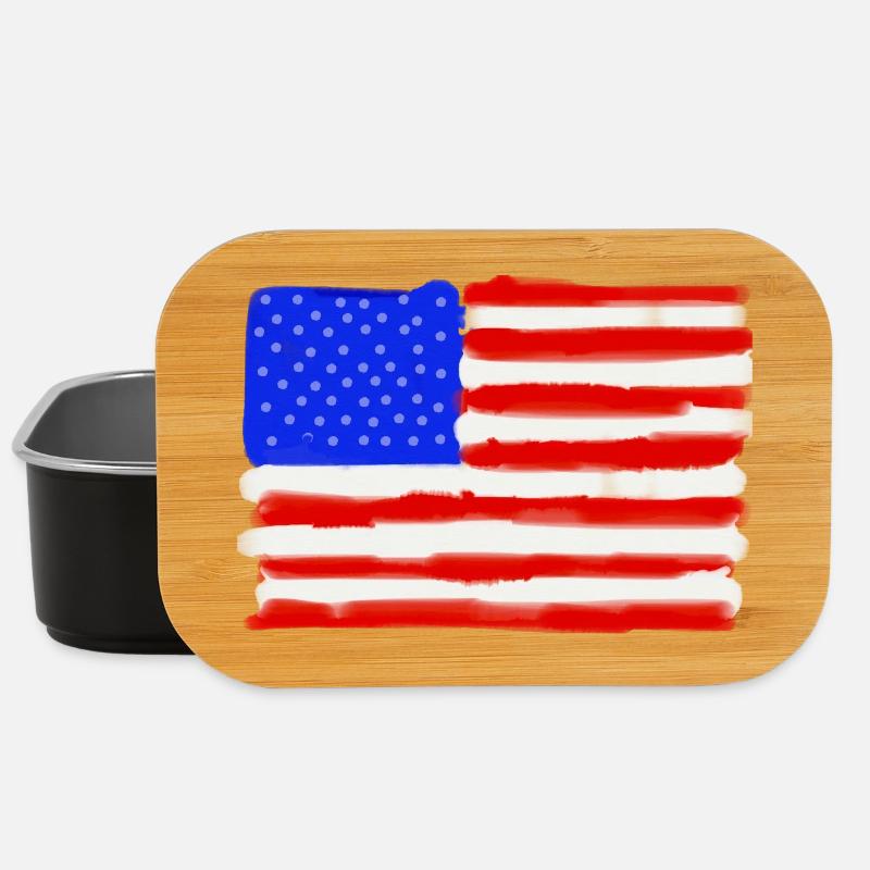 Painted American Flag - Lunch Box - black