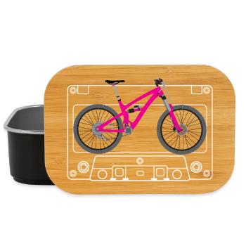Silhouette VTT rose sur bande rétro - Boîte à goûter - noir - Devant