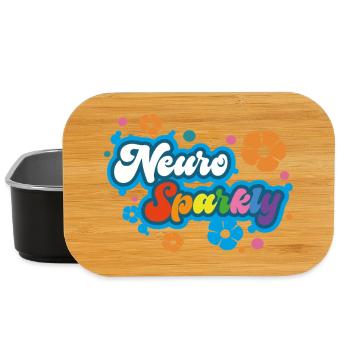 Neuro Sparkly Flower Rainbow Typography - Lunch Box - black - Front