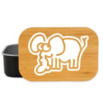 Kleiner Elefant – süßes Safari Comic Tier-Motiv - Lunch Box - Schwarz - Vorne