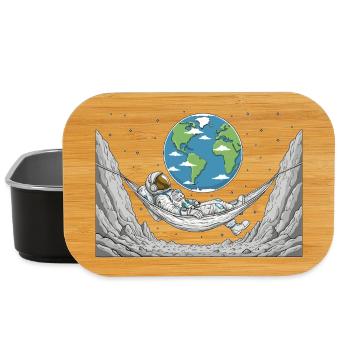 Astronaut Space Hammock Moon Earth Rest - Lunch Box - black - Front