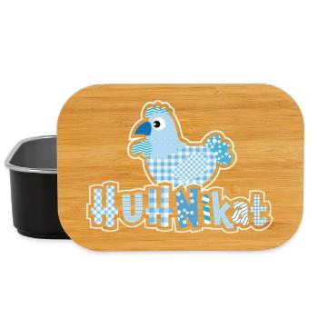 HUHNikat Hühner Fans -  Hahn - Gockel - Bio - Lunch Box - Schwarz - Vorne