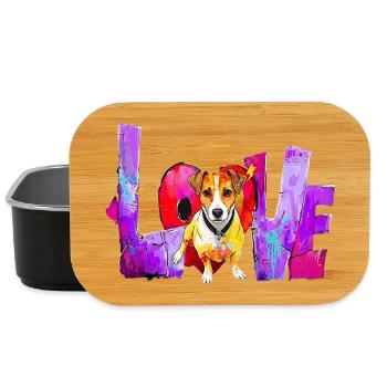 Cadeau Love Dog pour le propriétaire de Jack Russell - Boîte à goûter - noir - Devant