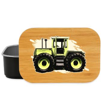 Green Tractor in Comic Style - Lunch Box - black - Front