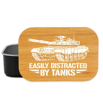 Easily Distracted by Tanks Funny Military Tanker - Lunch Box - black - Front