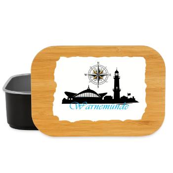 Boussole et silhouette du phare de Warnemünde - Boîte à goûter - noir - Devant