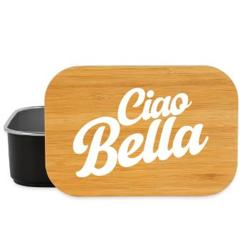 Ciao Bella Italien Spruch – Minimal Typo Design - Lunch Box - Schwarz - Vorne