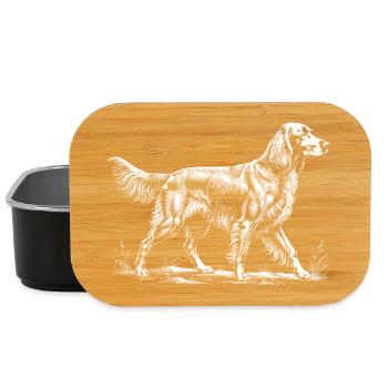Handgezeichneter irischer Zuspieler – Roter Zuspieler Hund Mama Papa - Lunch Box - Schwarz - Vorne
