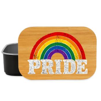 Pride Rainbow Vintage Regenbogen Shirt Sticker - Lunch Box - Schwarz - Vorne