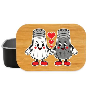 Salz und Pfeffer Streuner Paar T-Shirt Design - Lunch Box - Schwarz - Vorne