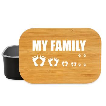 MY FAMILY / MAN, WOMAN, SON, DAUGHTER and DOG - Lunch Box - black - Front