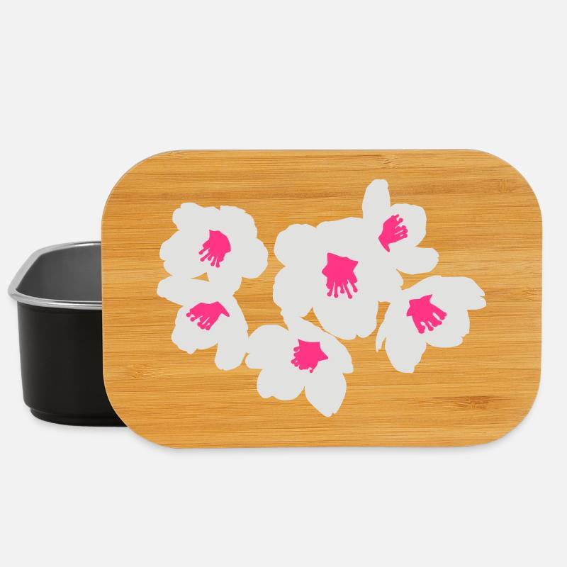 Kunstvolle weiße und rosa Kirschblüten - Lunch Box - Schwarz