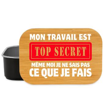 travail, travail humour, top secret - Boîte à goûter - noir - Devant
