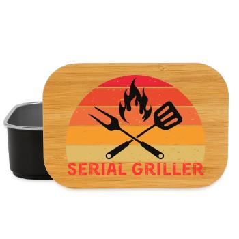 Serial Griller Retro BBQ Design - Lunch Box - black - Front
