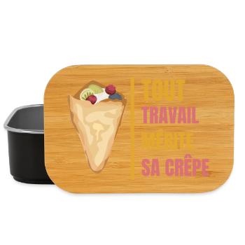 Tout travail mérite sa crêpe Jeu de mot avec crêpe - Boîte à goûter - noir - Devant